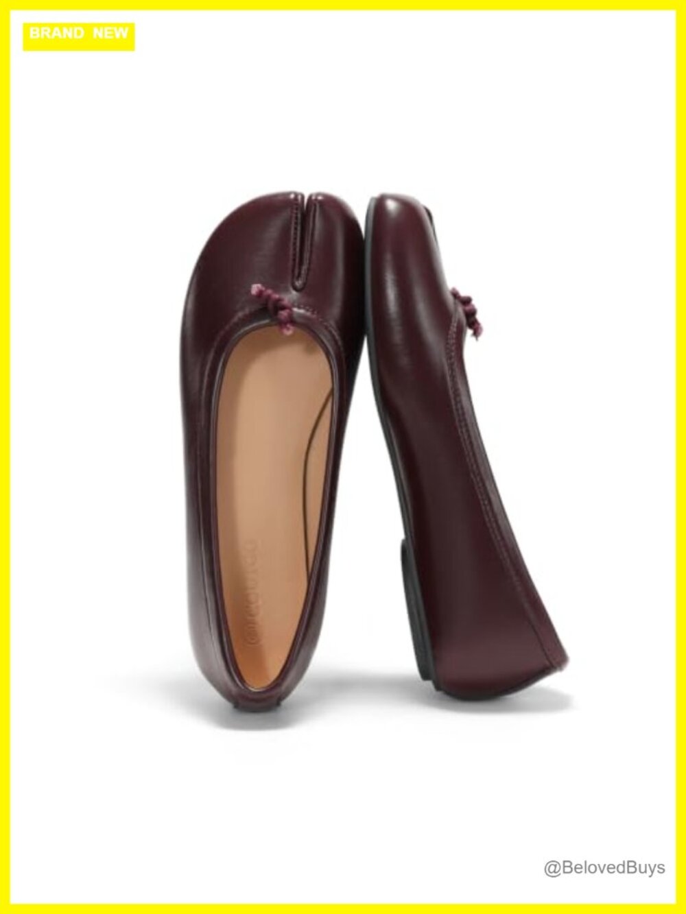 Coutgo Tabi Ballet Flats Split Toe Slip On Faux Leather Women's Dressy Work
